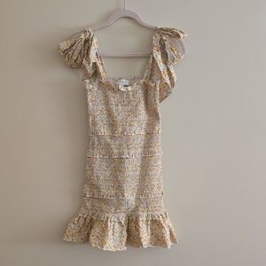 Gold Ruffled Peplum Mini Dress